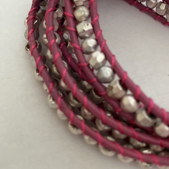 NWT Pink Silver Bead Wrap Bracelet (Removable bow is not part of the bracelet) - Picture 3 of 3